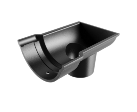 4.5" Beaded Half Round Gutter Dropend Outlet 2.5" Ext-Black