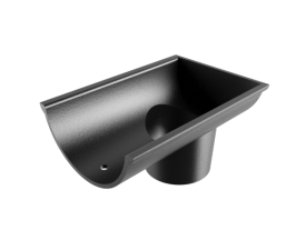 5" Beaded Half Round Gutter Dropend Outlet 2.5" Int - Black