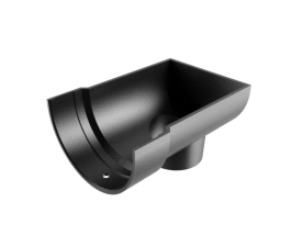 5"x3" Deepflow Half Round Gutter Dropend Outlet 3" Ext-Black