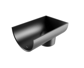 5"x3" Deepflow Half Round Gutter Dropend Outlet 2.5" Int-Blk