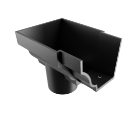 5"x4" Moulded Ogee Gutter Dropend Outlet 2.5" Int - Black