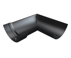 6" Plain Half Round Gutter 90° Angle R/H - Black