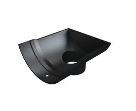 5" Plain Half Round Gutter Dropend Outlet 2.5" Ext - Black