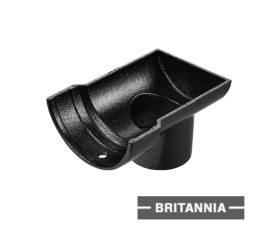 4.5" Plain Half Round Gutter Dropend Outlet 2.5" Int - Black